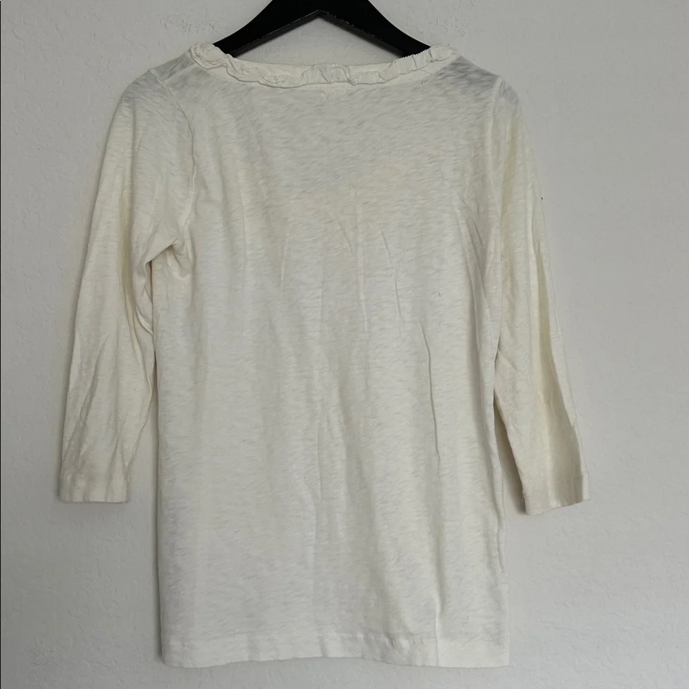 J. Crew Cream Ruffle Neck Knit Top